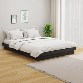 vidaXL Bedframe massief hout grijs 150x200 cm 5FT King