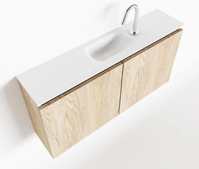 Mondiaz Ture 100cm toiletmeubel washed oak met wastafel talc midden 1 kraangat