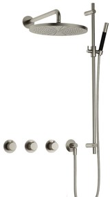 Hotbath Cobber X IBSX70 inbouwdouche met 30cm hoofddouche en glijstang geborsteld nikkel