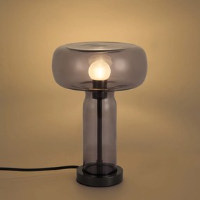Hotel chique tafellamp gunmetal met smoke glas - Amara