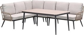 Garden Impressions Kalibo hoek lounge dining set 4-delig - donker grijs
