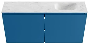Mondiaz Ture DLux toiletmeubel 100cm jeans met wastafel opalo rechts zonder kraangat
