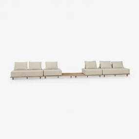 Portet 4-delige Modulaire Tuinset Met Bijzettafel In Acacia Gardenia Wit - Sklum