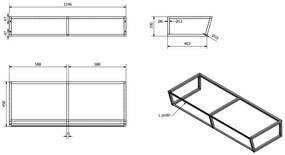 Sapho Industrial wastafel frame mat zwart 120cm