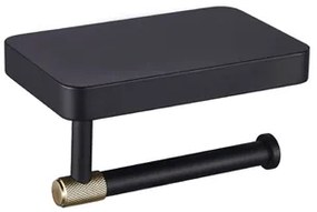 Eastbrook Catania messing toiletrolhouder met plankje zwart mat en messing geborsteld