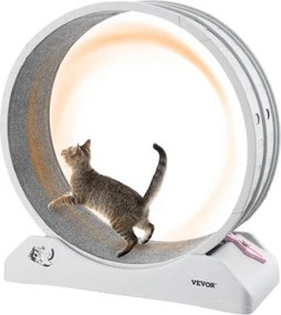 VEVOR Kattenloopwiel, 80 x 34 x 85 cm, Groot kattenloopwiel met veilige rem en tapijten, Stille werking, Loopband voor katten tot 4 kg, Kattenwiel voor gewichtsverlies en gezondheid, Wit