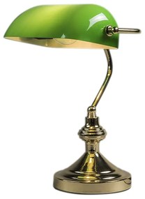 Klassieke tafellamp/notarislamp messing met groen glas - Banker Art Deco, Klassiek / Antiek, Retro E27 rond Binnenverlichting Lamp
