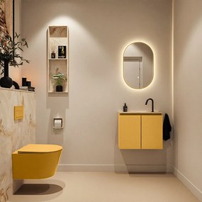 Mondiaz Ture DLux toiletmeubel 60cm ocher met wastafel frappe midden met kraangat