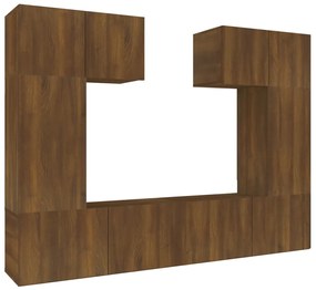 vidaXL 6-delige Tv-meubelset bewerkt hout bruineikenkleurig