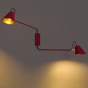 Moderne wandlamp paars met gouden binnenkant verstelbaar 2-lichts - Lune
