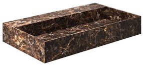 Saniclear Dark Emperador marmeren wastafel 80x46cm zonder kraangat