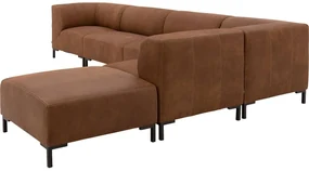 Goossens Excellent Hoekbank Marshall Met Hocker bruin, leer, 1,5-zits, urban industrieel