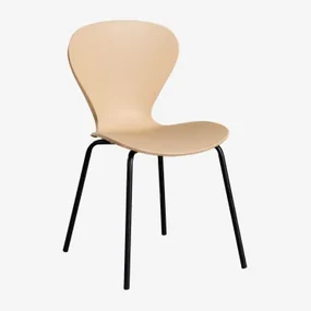 Set Van 2 Stapelbare Eetkamerstoelen Uit Bruin - Tarwe & Zwart - Sklum
