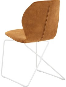 Goossens Excellent Eetkamerstoel Manzini cognac velvet stof leuning, modern design