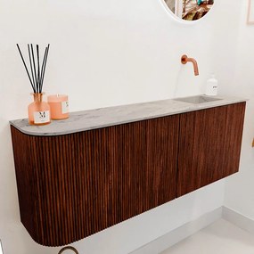 Mondiaz Joya DLux 110cm toiletmeubel ronding links ruby met wastafel faye rechts zonder kraangat glace