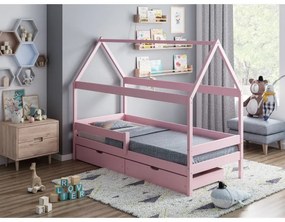 Peuter Roze Canopy House-vormig eenpersoonsbed - Teddy 5056231749046 Children's Beds Home, 180x80, Twee kleine, Schuimmatras van 9 cm Children's Beds