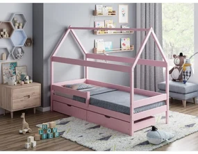 Peuter Roze Canopy House-vormig eenpersoonsbed - Teddy 5056231749046 Children's Beds Home, 180x80, Twee kleine, Schuimmatras van 9 cm Children's Beds