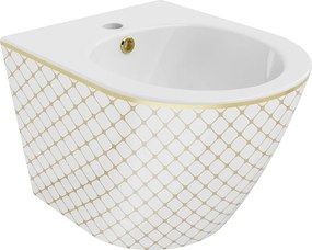 Mexen Lena hangend bidet, wit/gouden ruitpatroon - 35224809