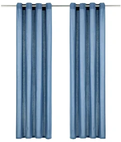 vidaXL Gordijnen met metalen ringen 2 st 140x225 cm katoen blauw