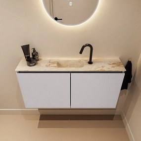 Mondiaz Ture DLux toiletmeubel 100cm cale met wastafel frappe midden met kraangat