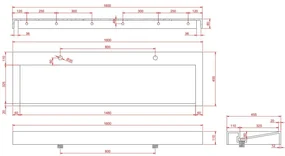 Fontana Elena badkamermeubel 160cm walnoot met solid surface wastafel 2 kraangaten