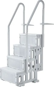 VEVOR zwembadtrap, 4-treden trap met dubbele leuning en antislip, robuuste treden, draagvermogen 180 kg, voor inbouw- en opbouwzwembaden van 122–137 cm met elk type terrasoppervlak.