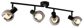 Smart plafondlamp met dimmer zwart met smoke glas incl. 4 Wifi P45 - Vidro Art Deco E14 Binnenverlichting Lamp