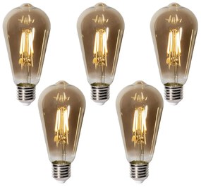 Set van 5 E27 dimbare LED lamp ST64 smoke glas 5W 450 lm 2700K