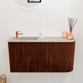 Mondiaz Joya DLux 80cm toiletmeubel ronding rechts ruby met wastafel faye links 1 kraangat glace