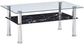 vidaXL Salontafel met marmer-look 100x60x42 cm gehard glas zwart