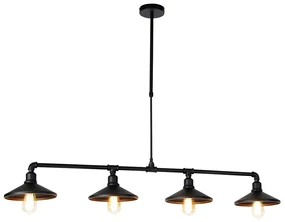 Eettafel / Eetkamer Industriële hanglamp zwart 4-lichts - Laser Industriele / Industrie / Industrial, Klassiek / Antiek, Landelijk / Rustiek E27 rond Binnenverlichting Lamp