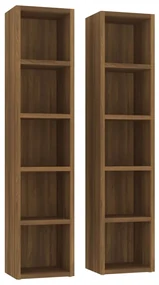 vidaXL CD-kasten 2 st 21x16x93,5 bewerkt hout bruineikenkleurig