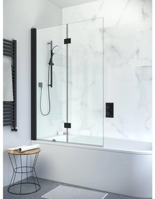 Crosswater Design New badwand 2 delig 106x150cm met scharnieren zwart mat helder glas PBVBC1060