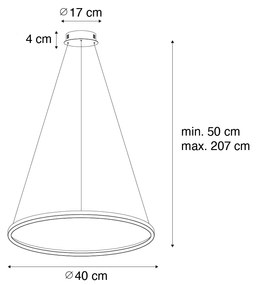 Eettafel / Eetkamer Hanglamp brons 40 cm incl. LED 3-staps dimbaar - Girello rond Binnenverlichting Lamp