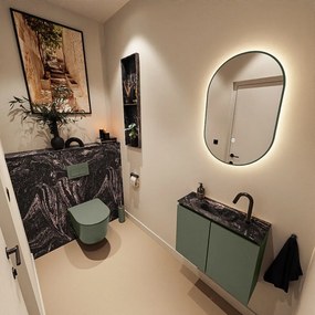 Mondiaz Ture DLux toiletmeubel 60cm army met wastafel lava midden met kraangat