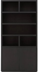 Goossens Buffetkast Barcelona, 2 deuren 6 open vakken, zwart eiken, 108 x 212 x 45 cm, stijlvol landelijk