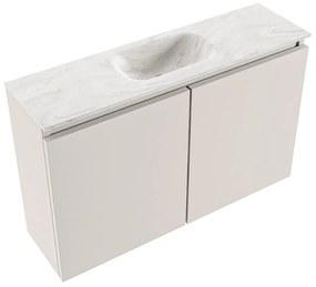 Mondiaz Ture DLux toiletmeubel 80cm linen met wastafel ostra midden zonder kraangat