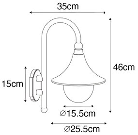 Smart buiten wandlamp met dimmer zwart IP44 incl. Wifi A60 - Daphne Klassiek / Antiek E27 IP44 Buitenverlichting rond