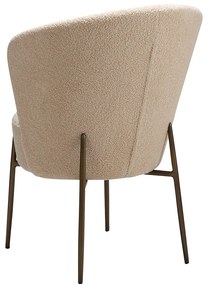 Dan-Form Orbit Eetkamerstoel Met Hoge Rugleuning Rond Boucle Almond Shimmer
