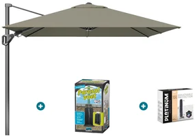 Platinum Voyager zweefparasol T2 2,7x2,7 - Taupe met ingraafvoet en hoes
