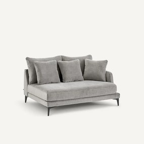 Halve bank in stone-kleurig fluweel, 2-zit, MODERNISTE