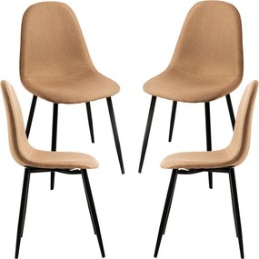 Set 4 Teok Black Stoffen Stoelen