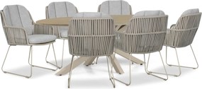 Tuinset 6 personen 220 cm Rope Taupe Domani Furniture Trivento/Matara