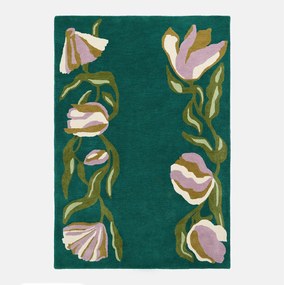 Vloerkleed met bloemmotief, met de hand getuft, zuivere wol, FLORALIA