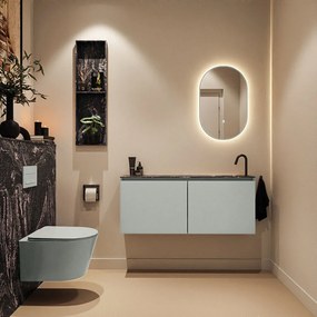 Mondiaz Ture DLux toiletmeubel 120cm greey met wastafel lava rechts met kraangat