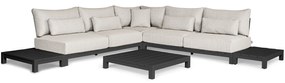 Evora  hoek loungeset 6 delig natural mixed weave / matt black frame SUNS