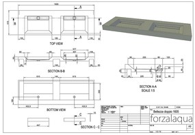 Forzalaqua Bellezza wastafel 160x50cm zonder kraangat travertin