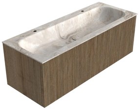 Mondiaz Kurve-dlux 120cm badmeubel dusk met 1 lade en wastafel big large midden 2 kraangaten frappe