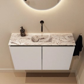 Mondiaz Ture DLux toiletmeubel 80cm linen met wastafel glace midden zonder kraangat