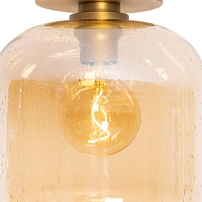Design plafondlamp messing en amber glas - Zuzanna Design E27 rond Binnenverlichting Lamp